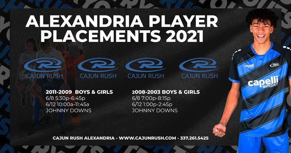 Cajun Rush Alexandria – Player Placement’s for 2021-2022 season! – Crossroads Soccer Association